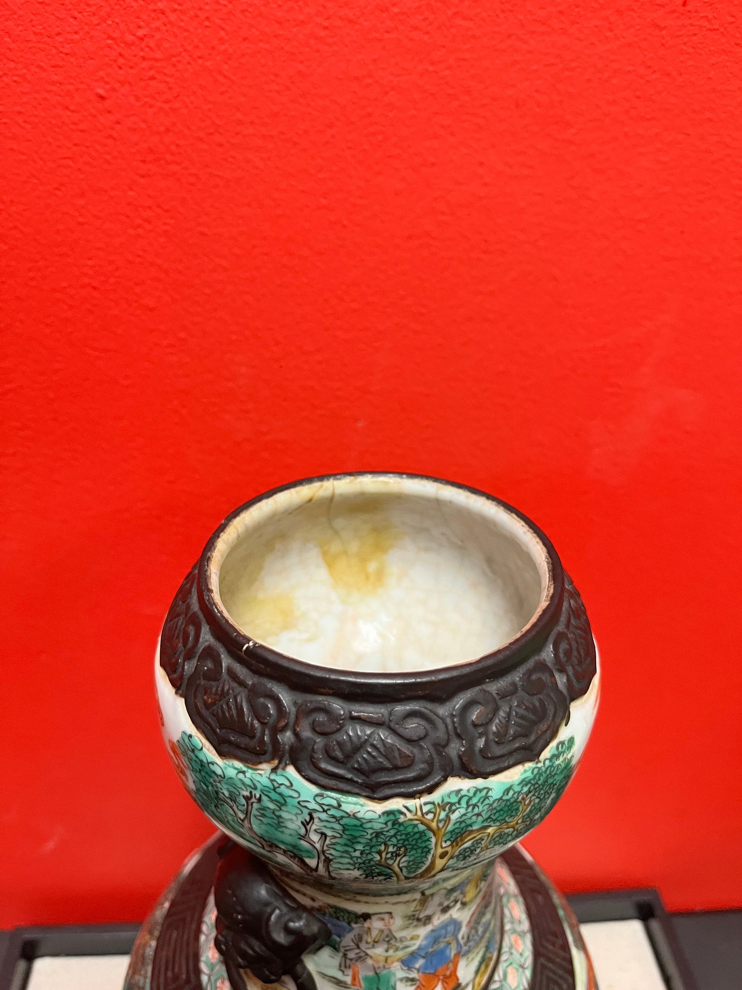 A  Lovely 14 inch Chinese Nanking late 19 century porcelain and bronze double gourd  vase  fabulous piece  see photos