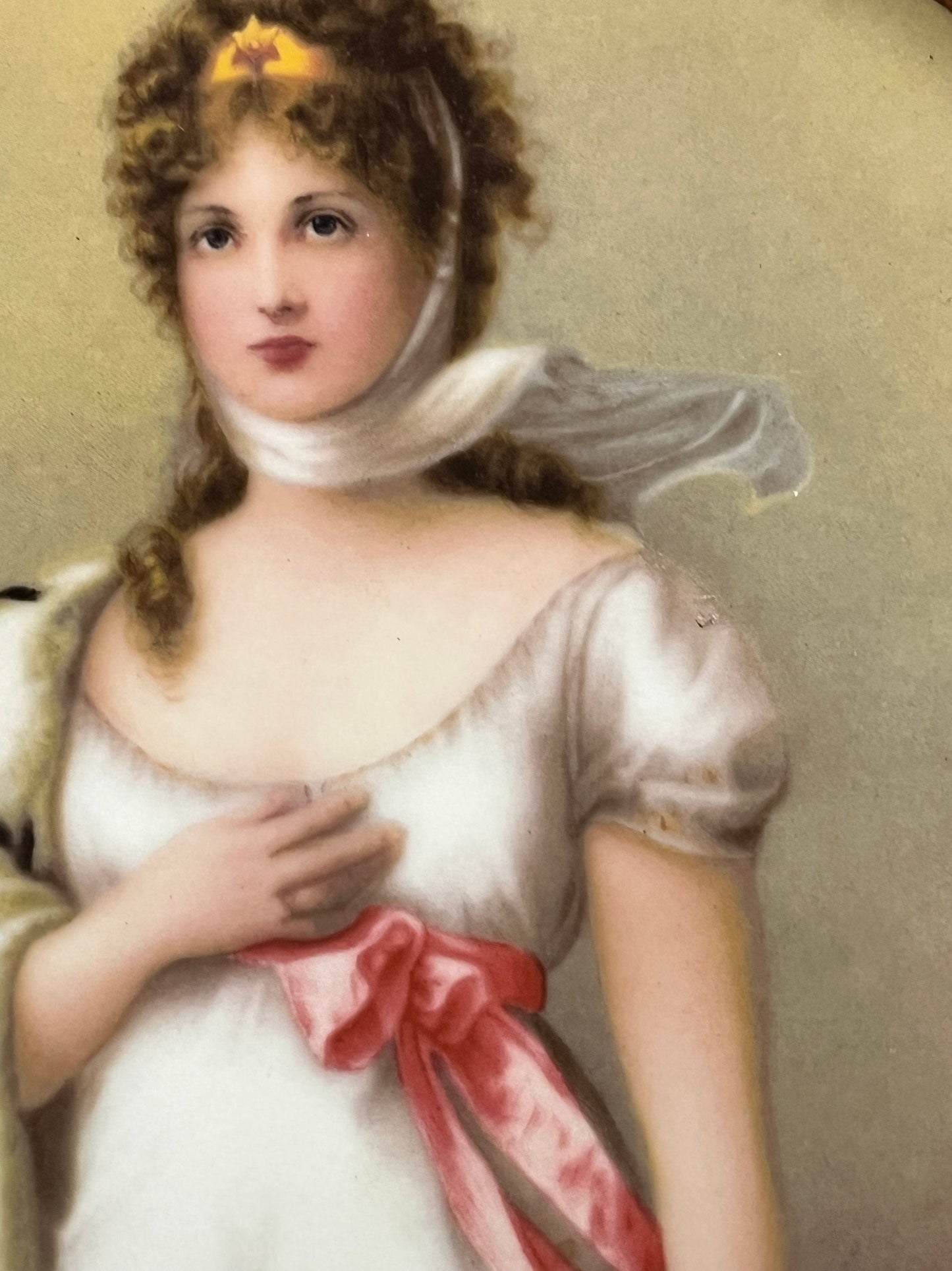 Stunning 9 inch antique handpainted Vienna, signed plate of a lady  wow