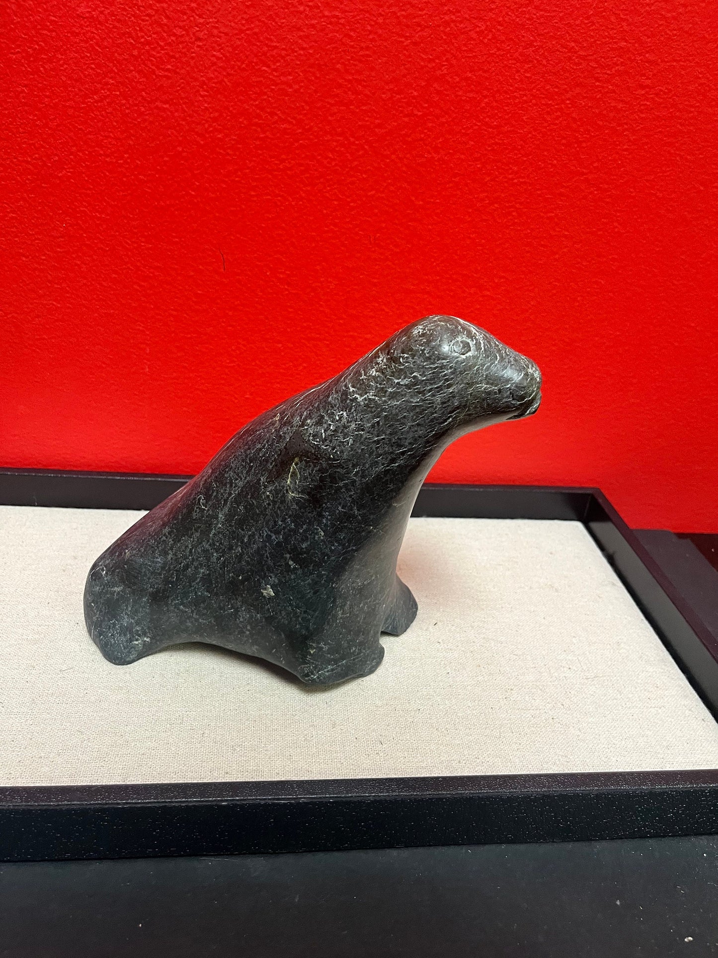 Large beautiful 6 inch high immaculate condition Indigenous Inuit soapstone seal   over 1kg