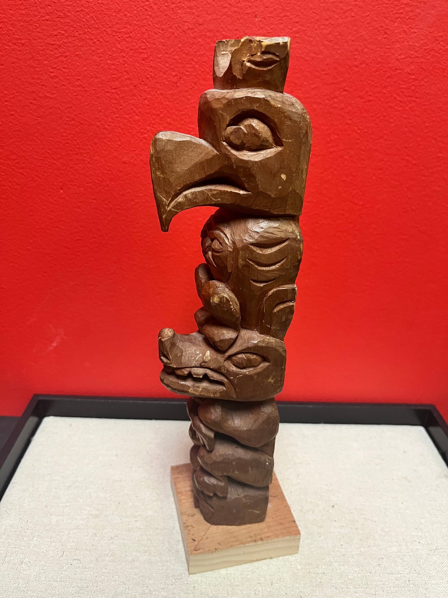 Lovely 12 inch high transformation cedar totem Pole  Indigenous First Nations, pacific northwest coast