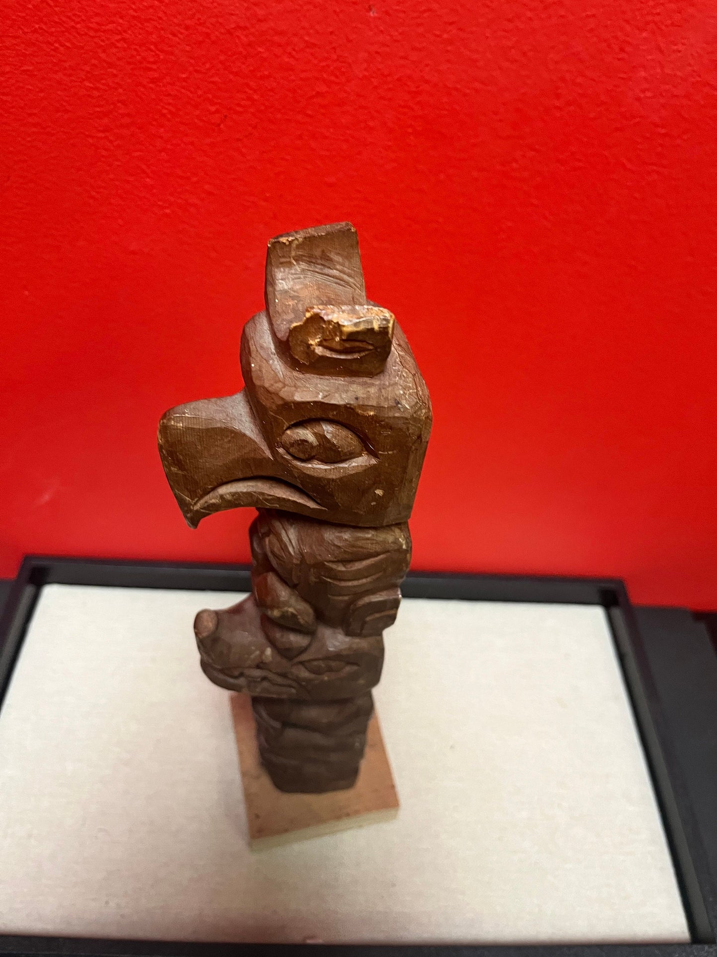 Lovely 12 inch high transformation cedar totem Pole  Indigenous First Nations, pacific northwest coast