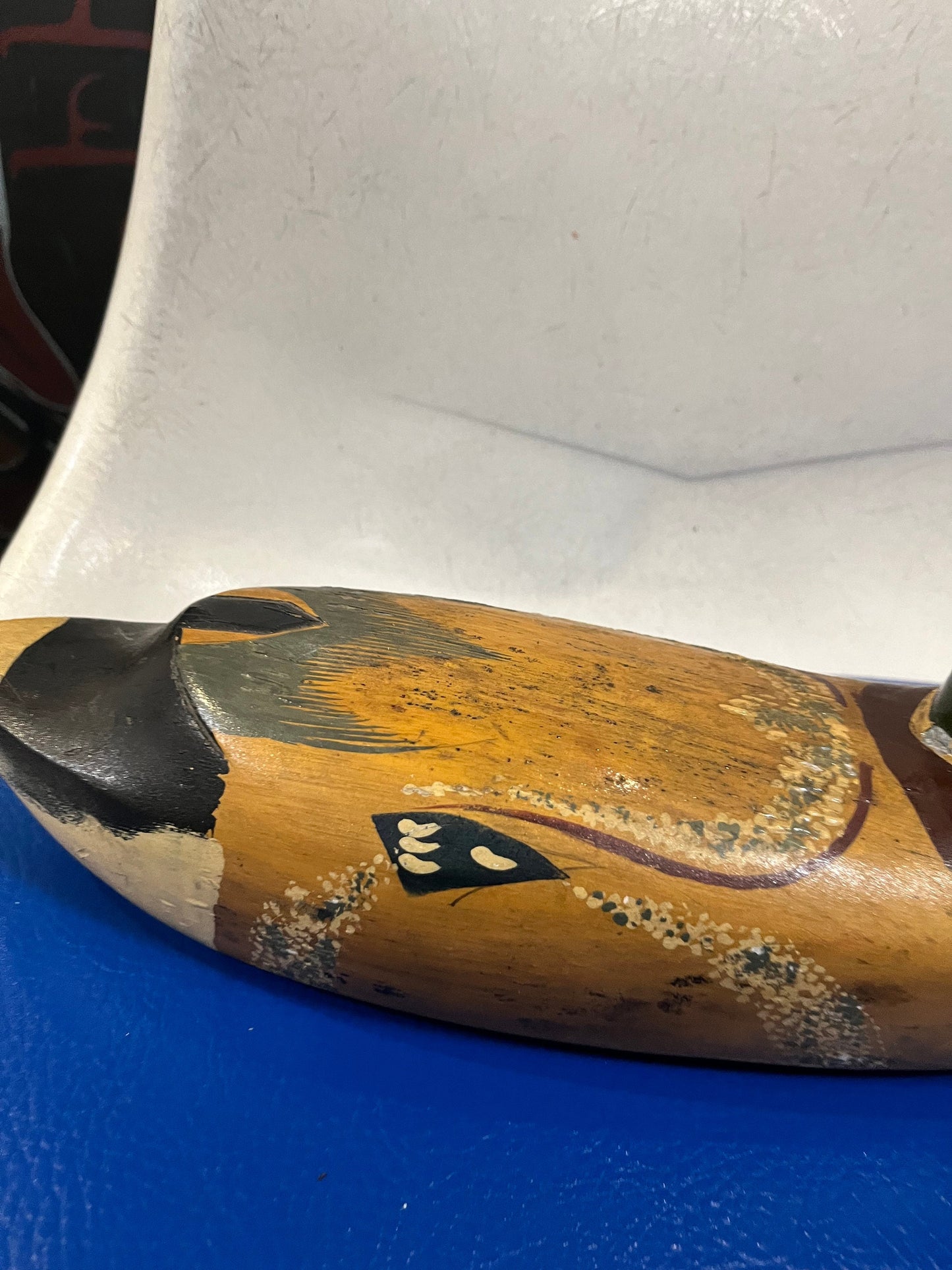 Lovely Canadian 13 x 5 high antique wooden painted duck decoy statue  wonderful