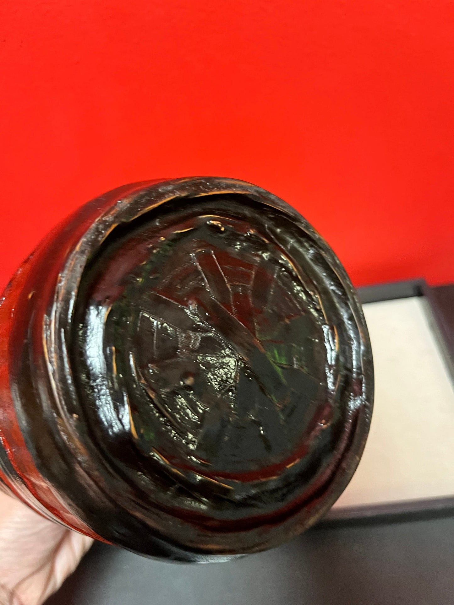 Stunning Chinese late 1800s Qing dynasty Fujian province bamboo, bronze and lacquer food carrier  lovely condition - 11 inches high