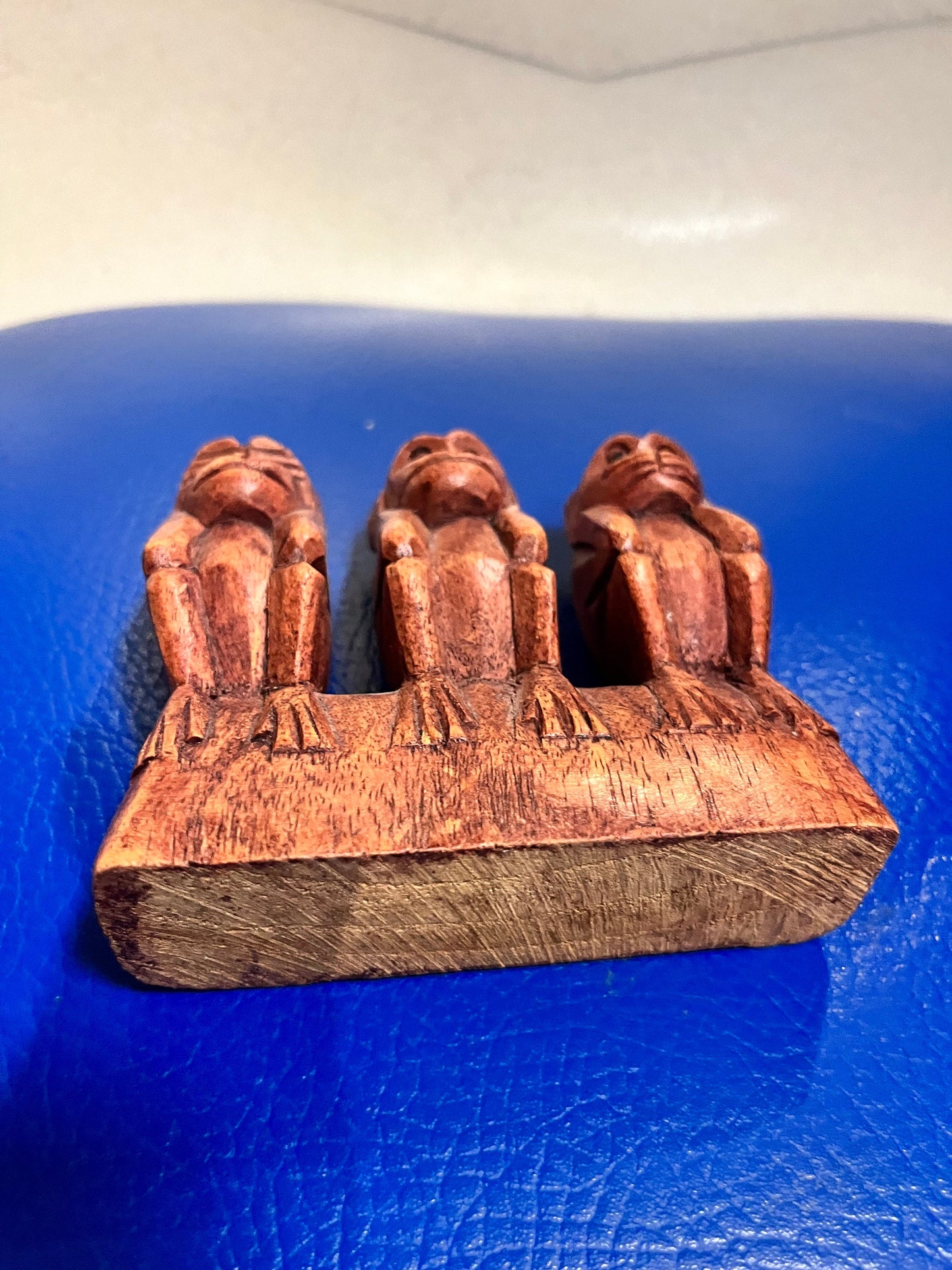 Lovely 4 x 4, inch vintage wooden monkeys  See no speak no hear no evil  great gift