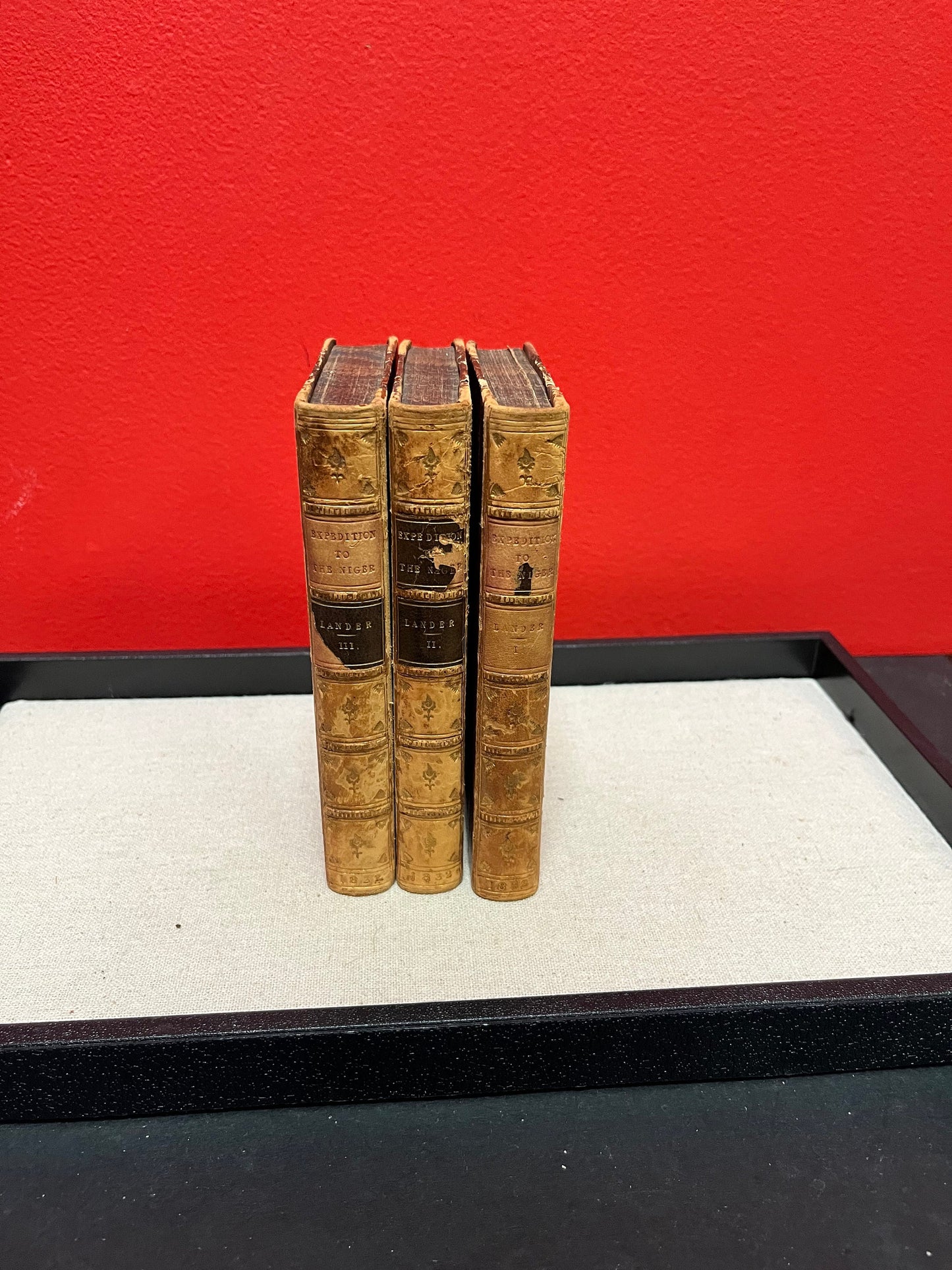 Wonderful complete three volume set expedition to the Niger by Richard and John Lander  - 1832   good antique condition