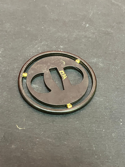 Lovely simple  3 inch bronze signed Japanese samurai tsuba  wonderful Patina and Condition  from important collection