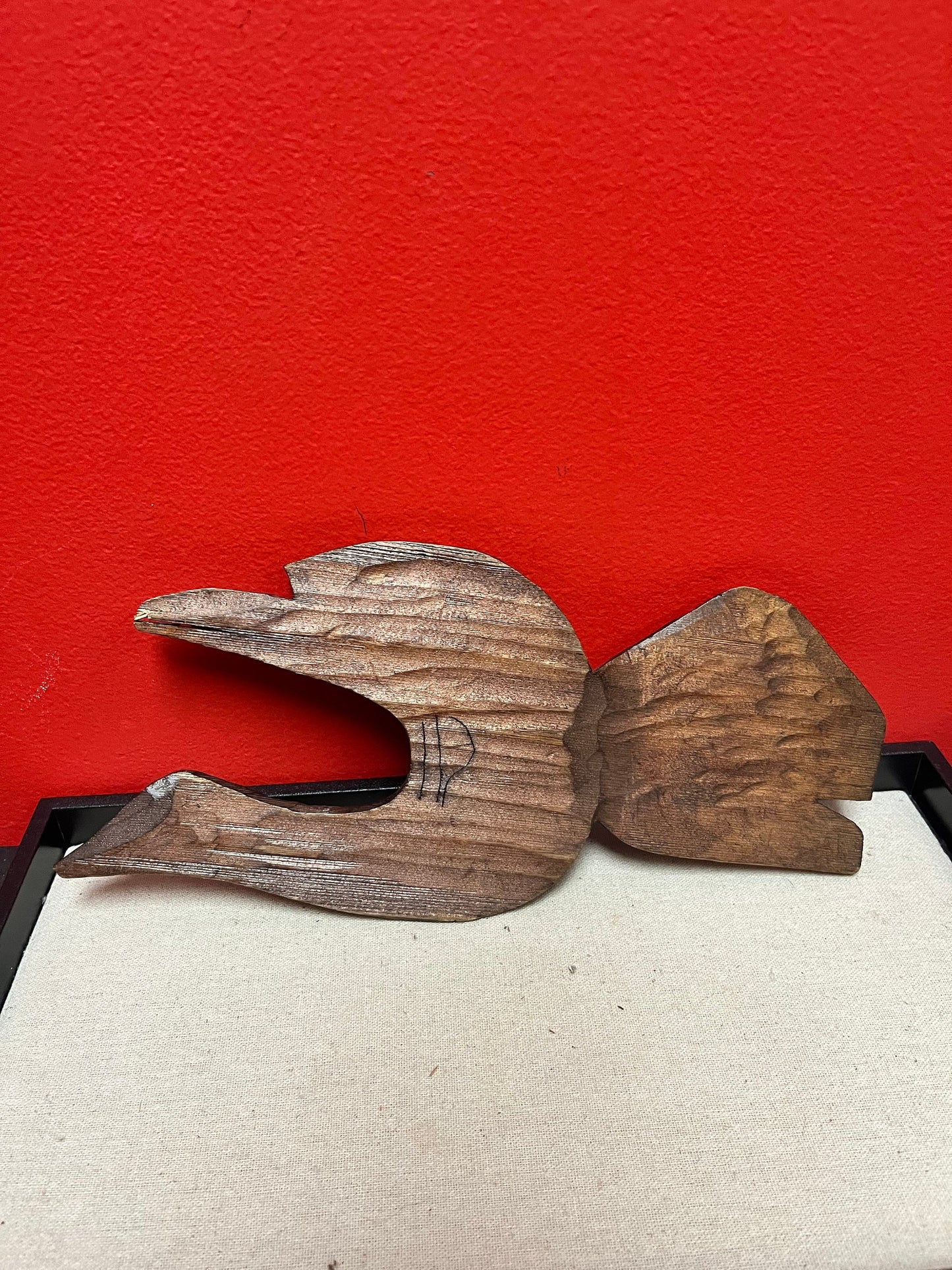 Lovely 12 x 6“ high indigenous First Nations pacific northwest coast hummingbird - signed on back   needs hanger