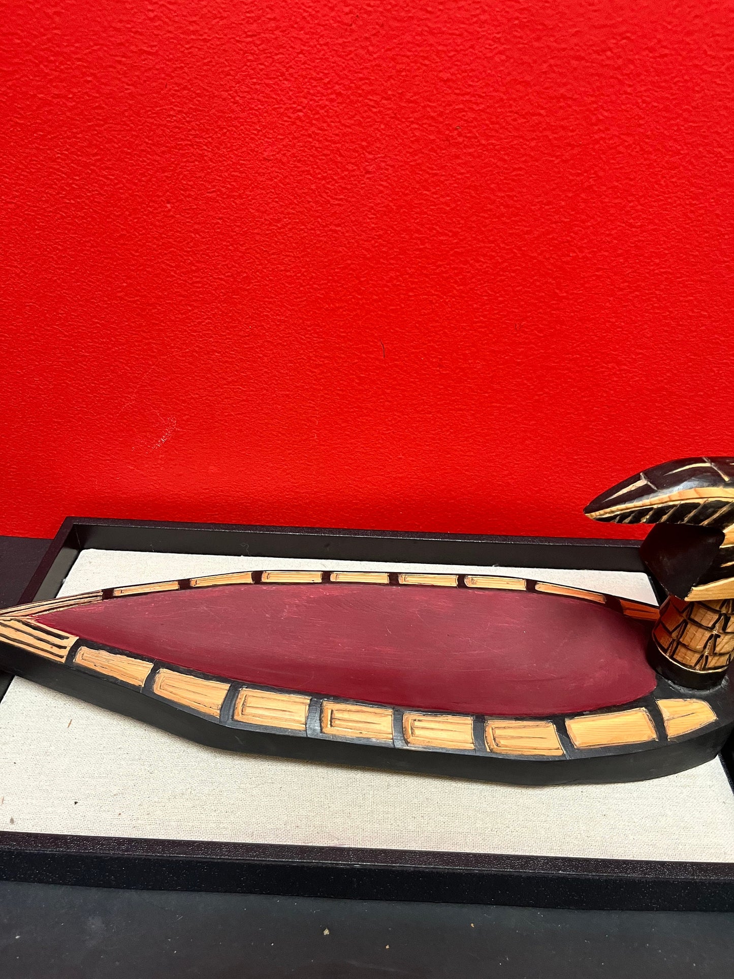 A  17 x 5 x 6 high Indigenous first nations Pacific Northwest coast loon bowl  Frank and Dora Frenchie  lovely quality