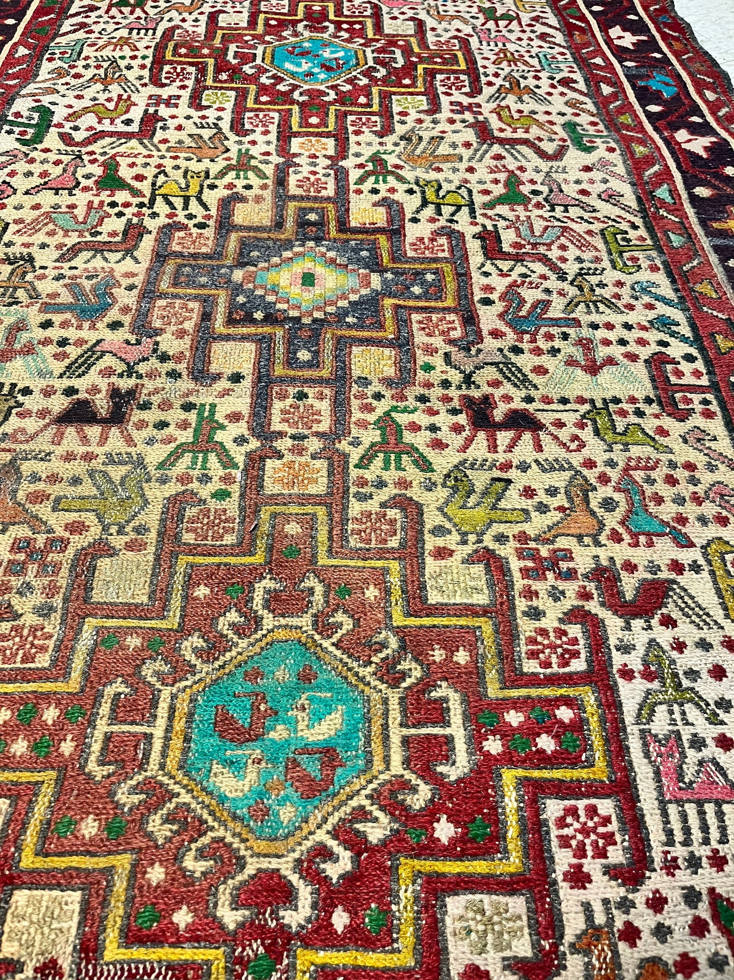 Stunning 57 x 36 antique authentic Moroccan sexy rug carpet   slight fading in the middle  great condition  wow