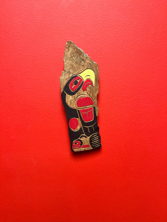 9 inch tall fabulous Eagle plaque on live edge wood by Tyrone Joseph  indigenous first nations Pacific Northwest Coast - wow