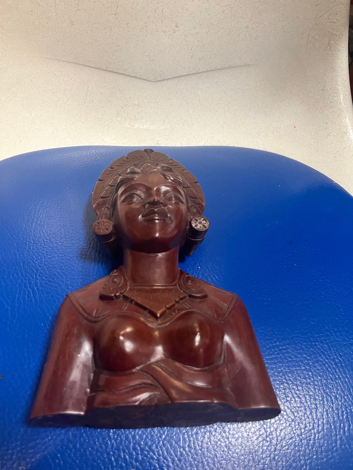 10 inch high Balinese singer janger carved bust
