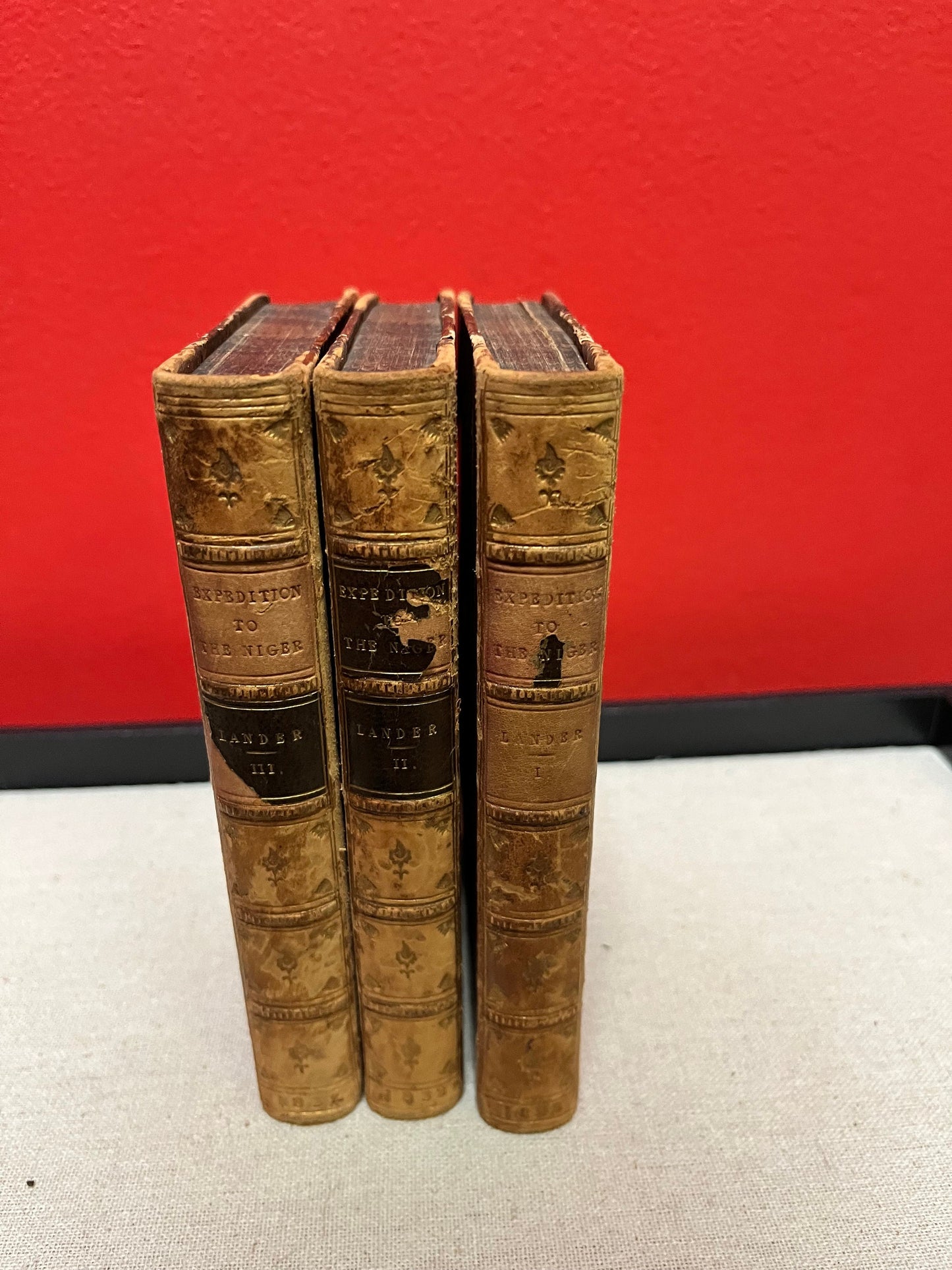 Wonderful complete three volume set expedition to the Niger by Richard and John Lander  - 1832   good antique condition