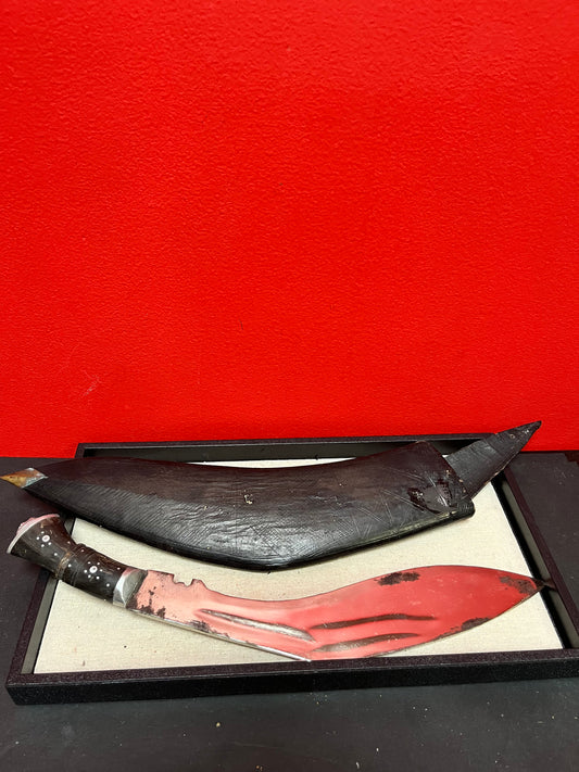 Stunning 15 inch long authentic Gurkha knife in original sheaf  wonderful detailed decoration  wow piece