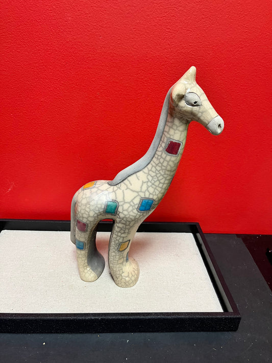 A  Fenix pottery South African raku giraffe  Great condition - 12 inches high  Wonderful gift  Giraffe lovers rejoice