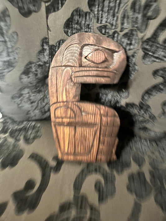 9 inch Stunning, Charles George cedar Eagle plaque  indigenous, first nations, Pacific Northwest coast beauty