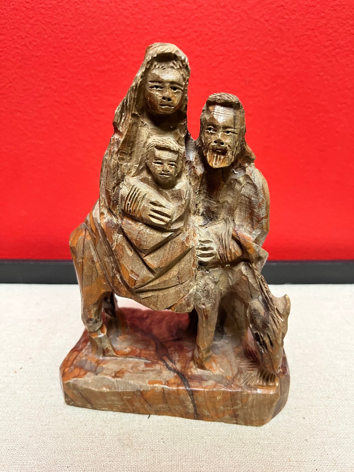 European beautifully carved burl wood nativity scene great detail, and perfect gift