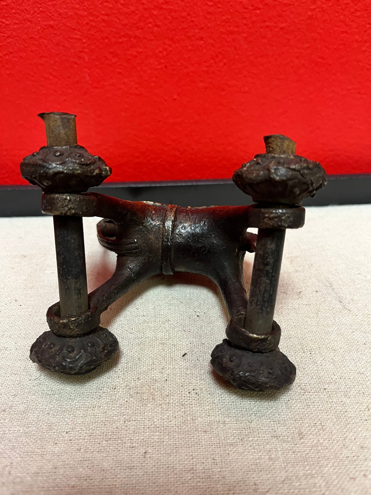 4 x 5 high antique Indian bronze horse on Rider  great patina and cool look  well detailed and great gift