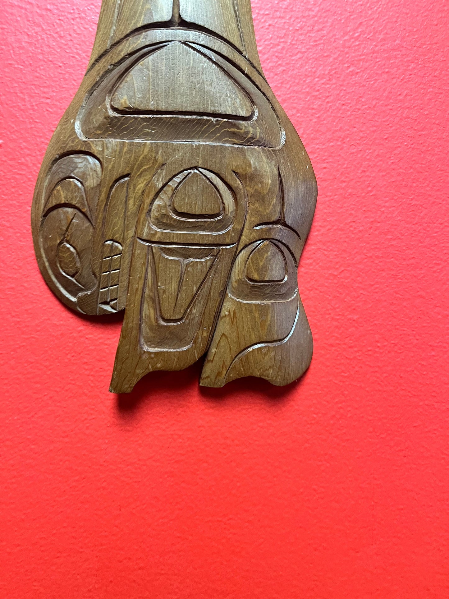 A  Lovely 12 inch tall signed  plaque   indigenous first nations Pacific Northwest coast  great detail, and great value