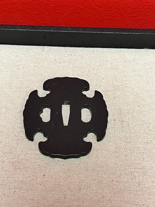 Perfectly simple  3.3 inch Japanese bronze Tsuba  striking look  from important collection  samurai tsuba  antique
