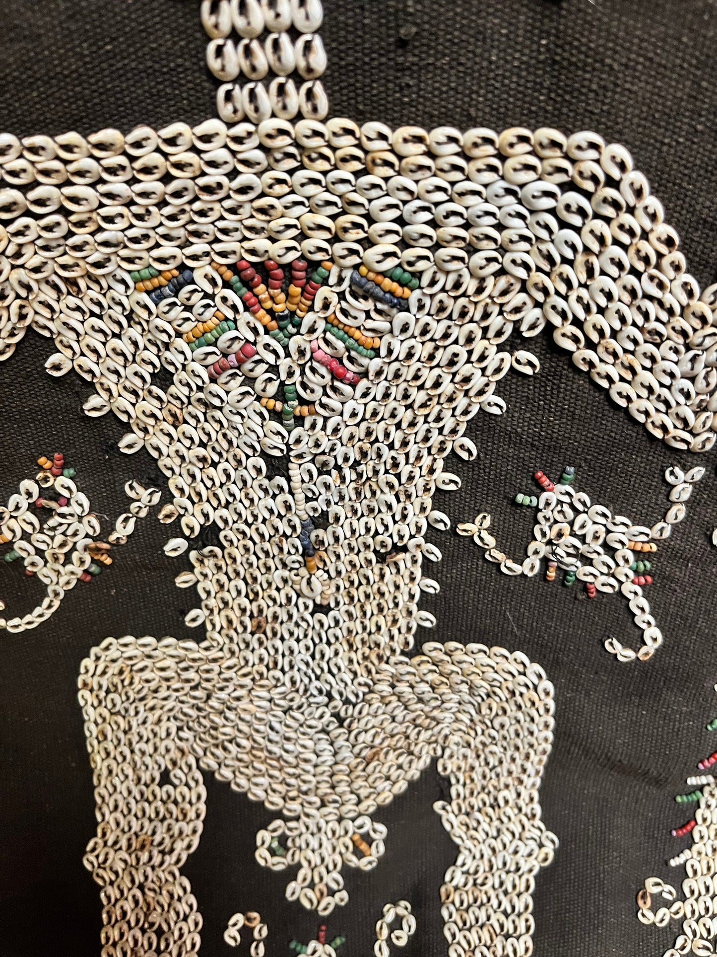 A  Museum quality 48 x 22 Lau Hada Ceremonial womens dancing sarong  east sumba   shell and trading beads on cotton - wow