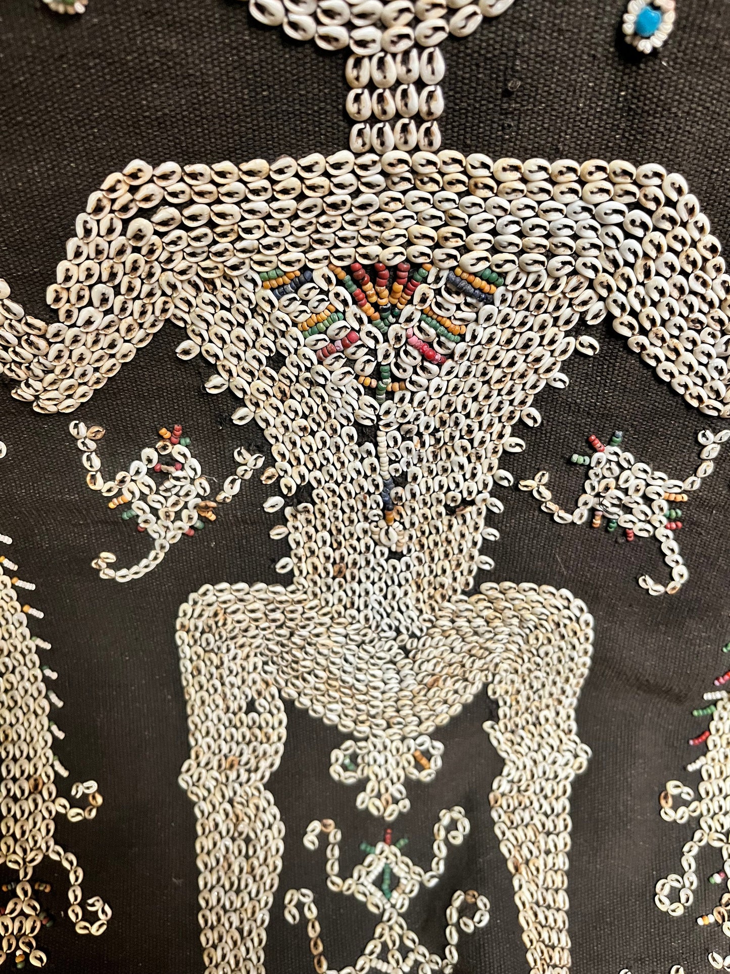 A  Museum quality 48 x 22 Lau Hada Ceremonial womens dancing sarong  east sumba   shell and trading beads on cotton - wow