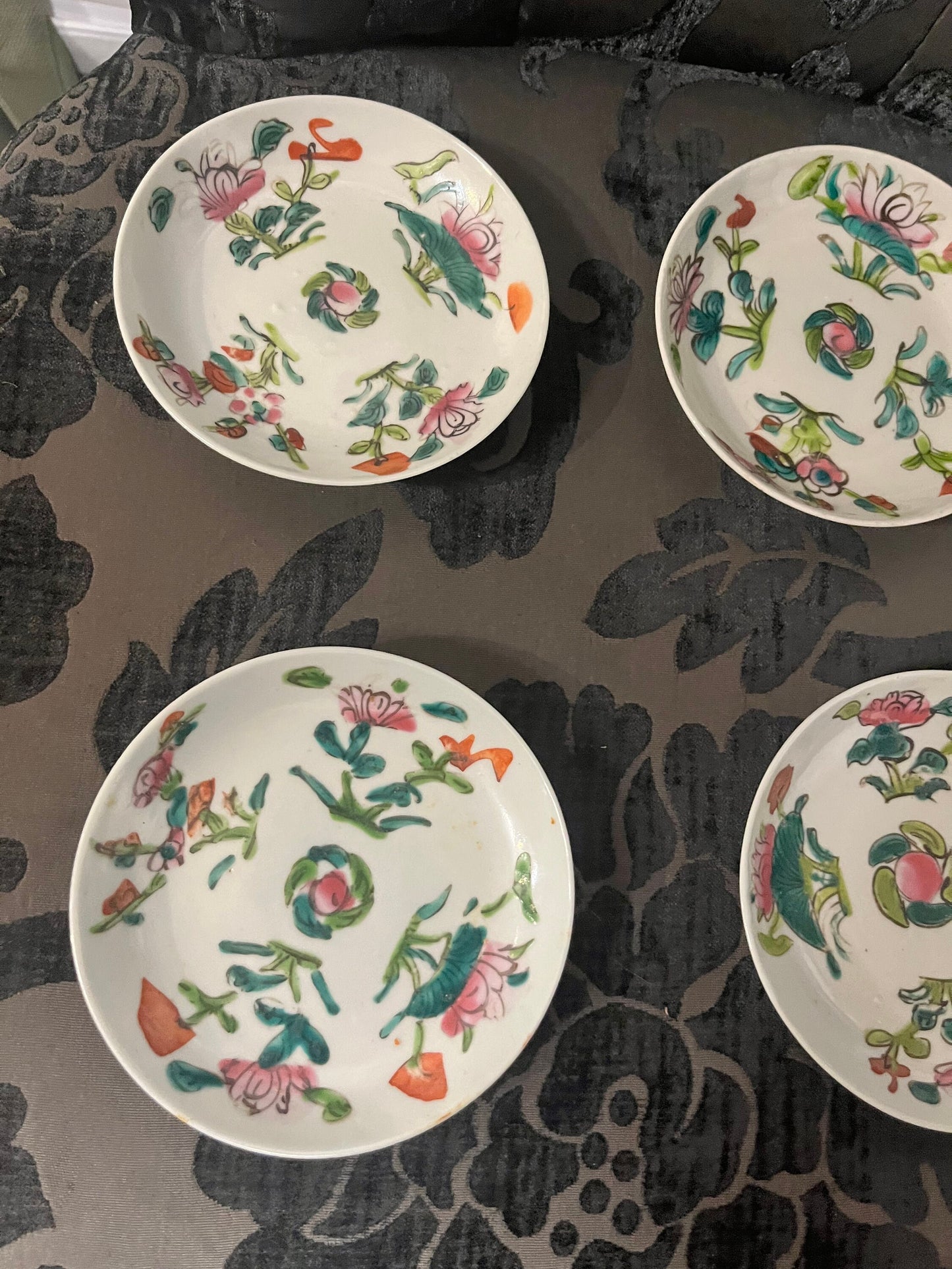 For Chinese early 1900s Cantonese famille Rose dishes  5 inches long each  all perfect condition  price for all