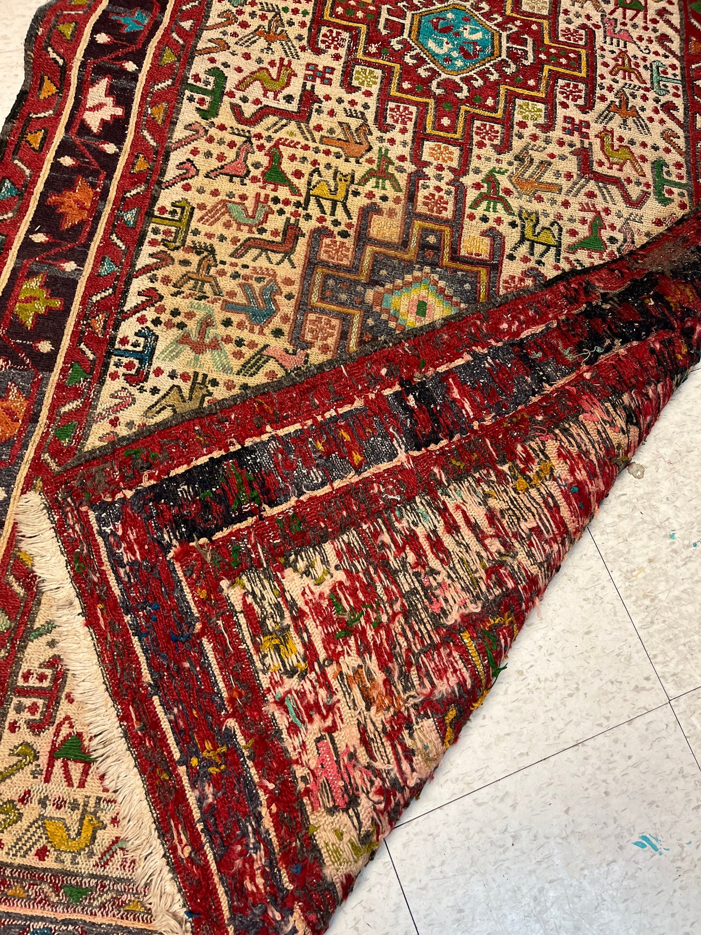 Stunning 57 x 36 antique authentic Moroccan sexy rug carpet   slight fading in the middle  great condition  wow