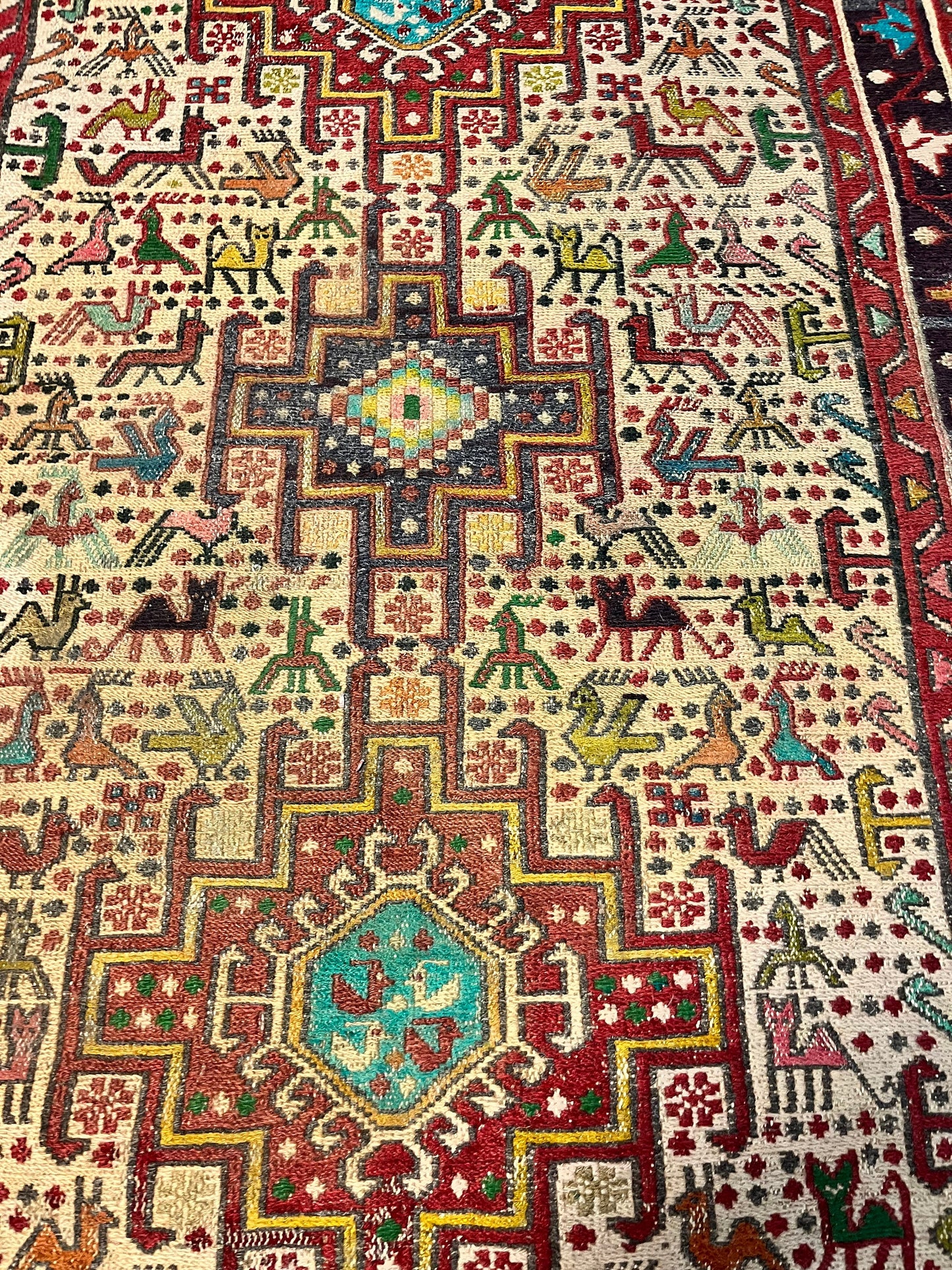 Stunning 57 x 36 antique authentic Moroccan sexy rug carpet   slight fading in the middle  great condition  wow