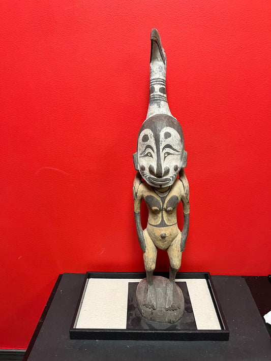 Very rare museum quality 19 century 27 inch Papua New Guinea statue  stunning detail and quality in good condition see photos - wow wow
