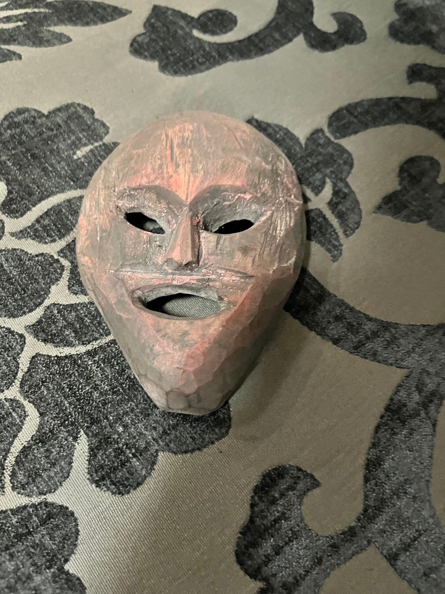 5 inch antique Nepal amulet mask   great patina  wow