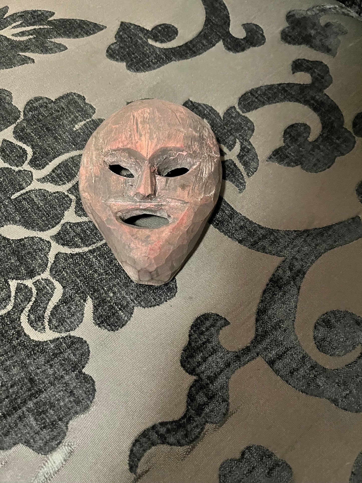 5 inch antique Nepal amulet mask   great patina  wow