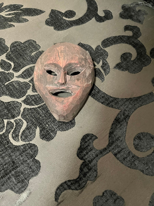 5 inch antique Nepal amulet mask   great patina  wow