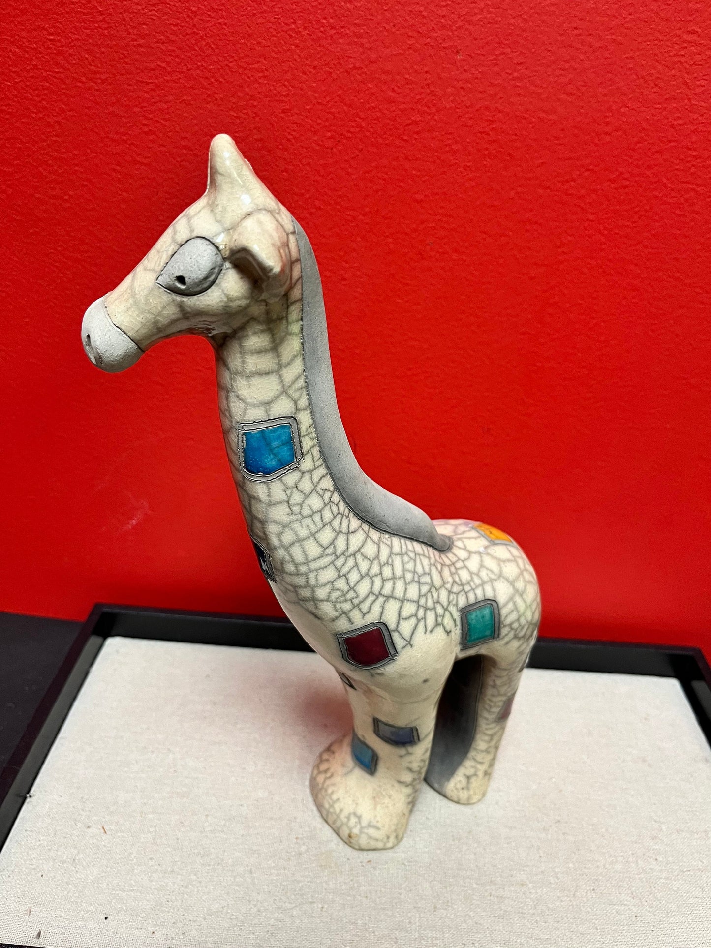 A  Fenix pottery South African raku giraffe  Great condition - 12 inches high  Wonderful gift  Giraffe lovers rejoice
