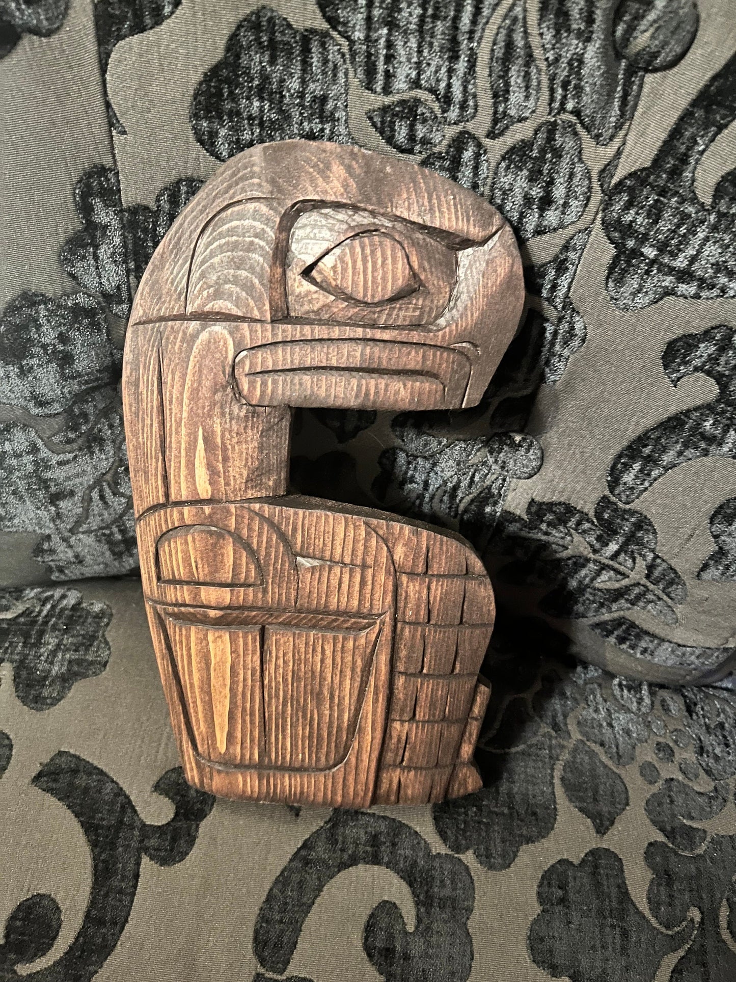 9 inch Stunning, Charles George cedar Eagle plaque  indigenous, first nations, Pacific Northwest coast beauty