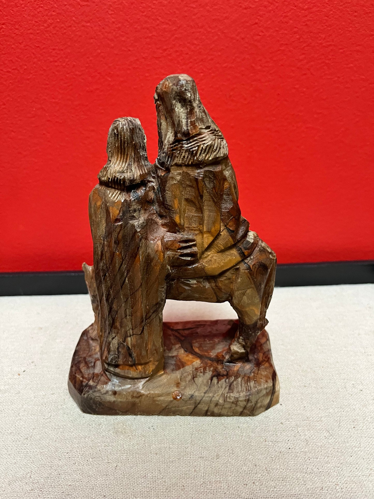 European beautifully carved burl wood nativity scene great detail, and perfect gift