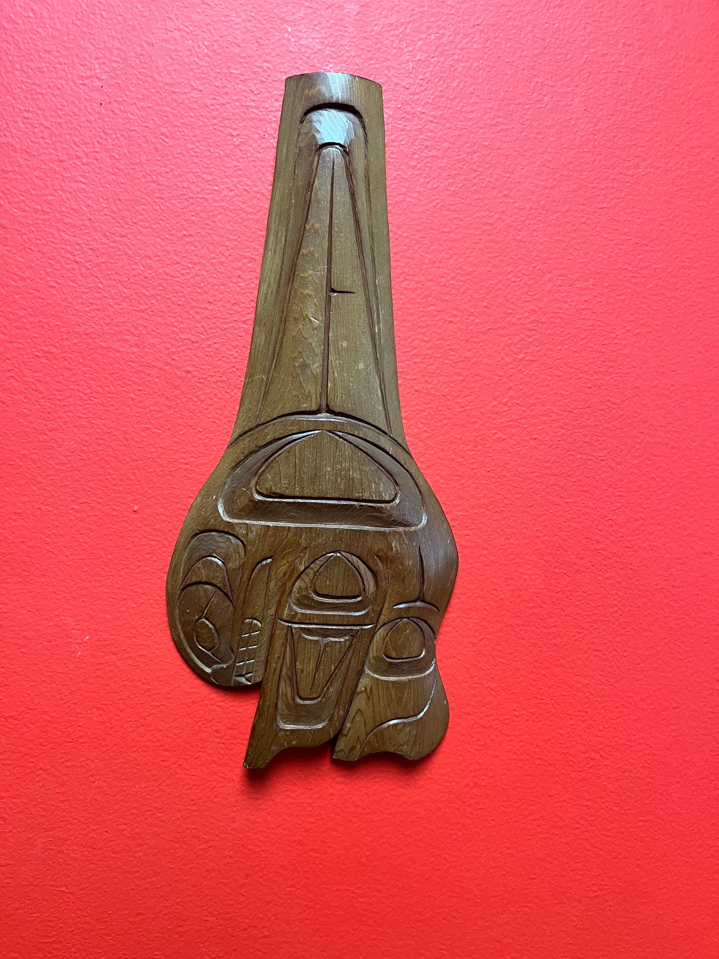 A  Lovely 12 inch tall signed  plaque   indigenous first nations Pacific Northwest coast  great detail, and great value