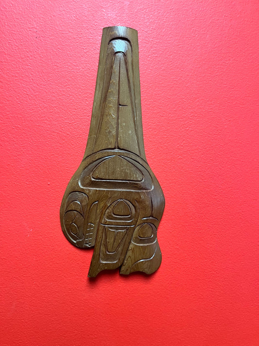 A  Lovely 12 inch tall signed  plaque   indigenous first nations Pacific Northwest coast  great detail, and great value
