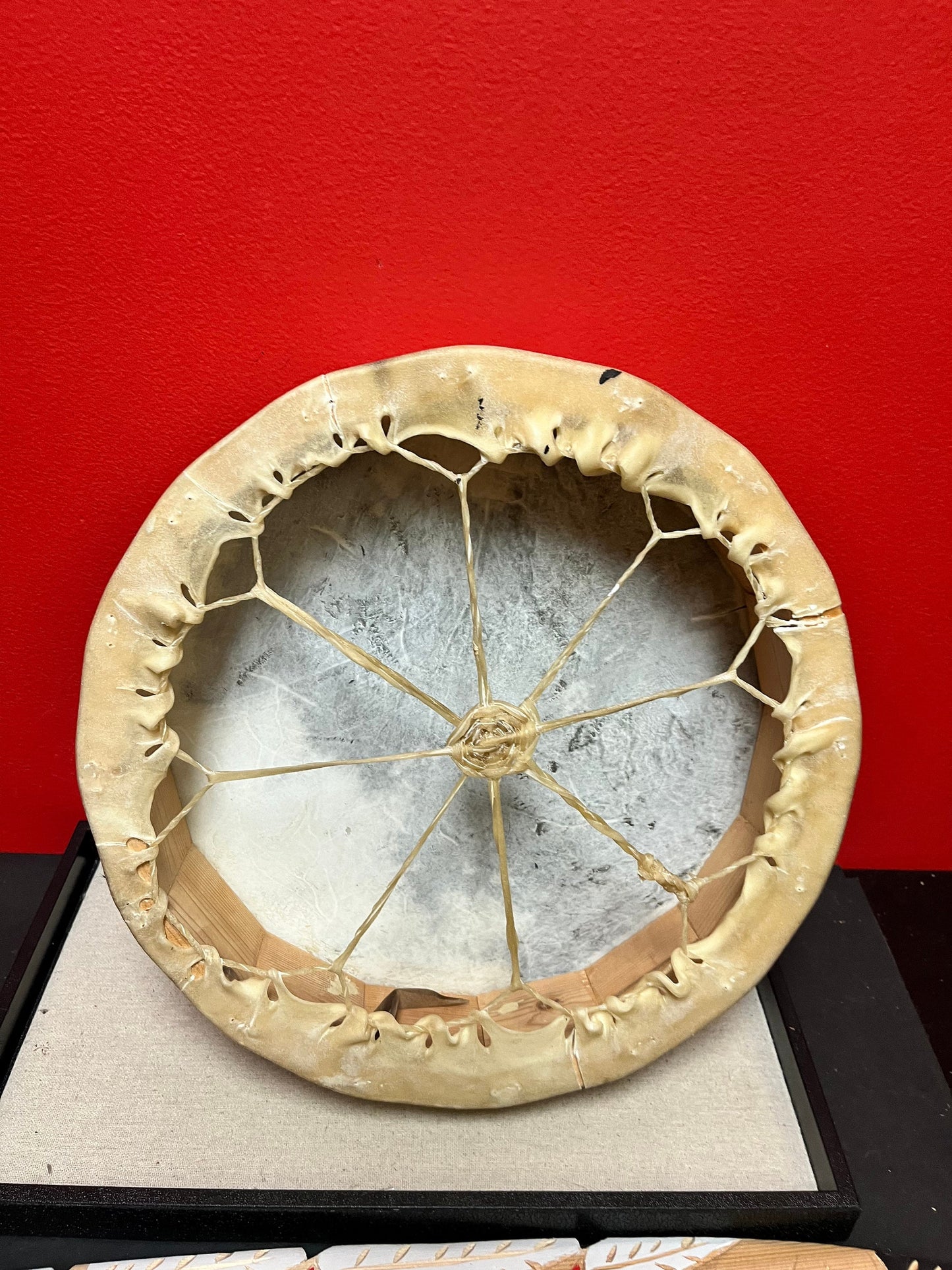 Amazing 12 inch wide hand painted indigenous first nations Pacific Northwest coast signed drum great imagery - eagle