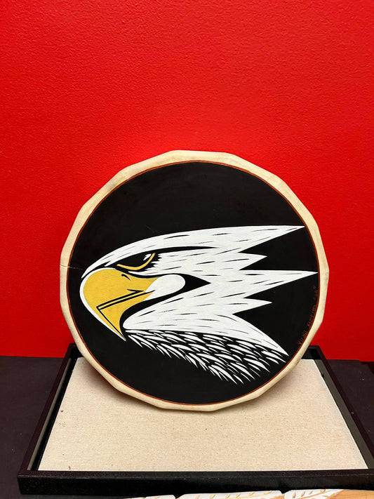 Amazing 12 inch wide hand painted indigenous first nations Pacific Northwest coast signed drum great imagery - eagle