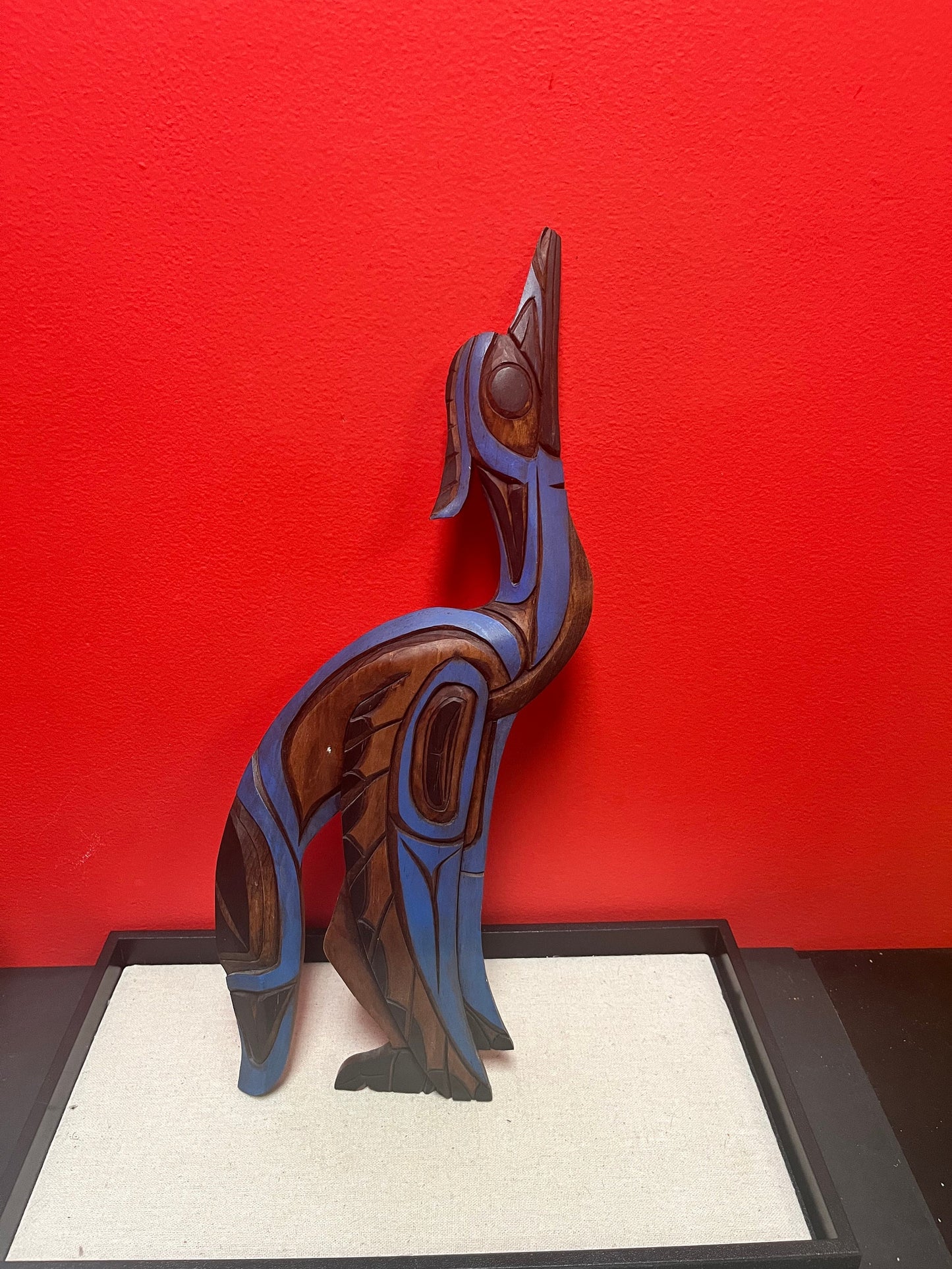 Lovely 17 inch tall, indigenous, first nation specific northwest coast Heron transformation plaque  signed and ready to hang - wow