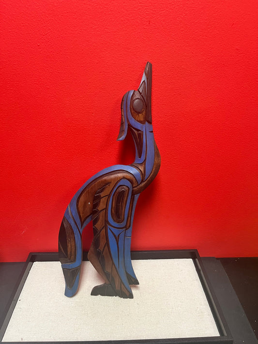 Lovely 17 inch tall, indigenous, first nation specific northwest coast Heron transformation plaque  signed and ready to hang - wow