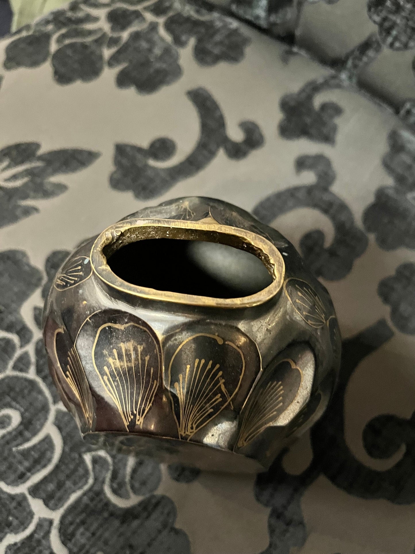 A  7 inch Indian heavy superb brass vase  great imagery of peacock  wow