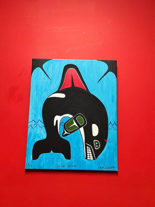 Stunning 20 x 16 original painting on canvas by Van Joseph of Squamish British Columbia  indigenous first nations, Pacific Northwest coast