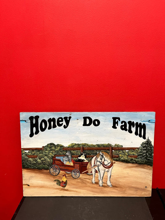 Stunning folk art 24 x 16 x 1 inch thick honey farm wooden sign