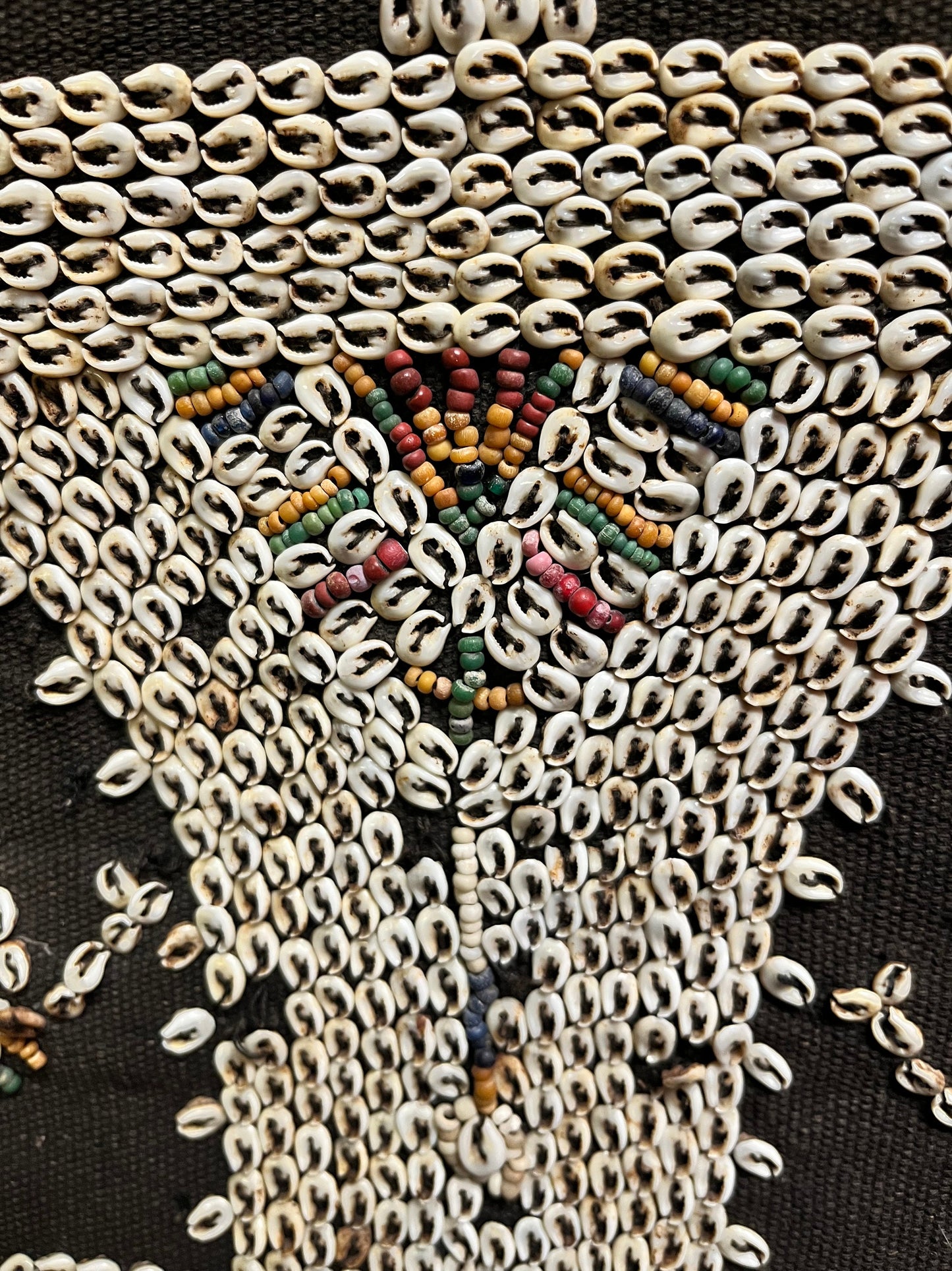 A  Museum quality 48 x 22 Lau Hada Ceremonial womens dancing sarong  east sumba   shell and trading beads on cotton - wow