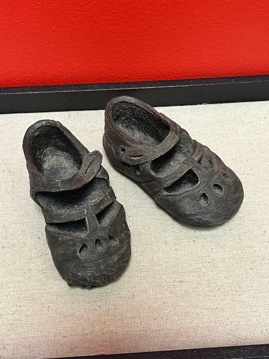 Fabulous 4 inch long antique bronze baby shoes  the coolest pair Ive ever seen