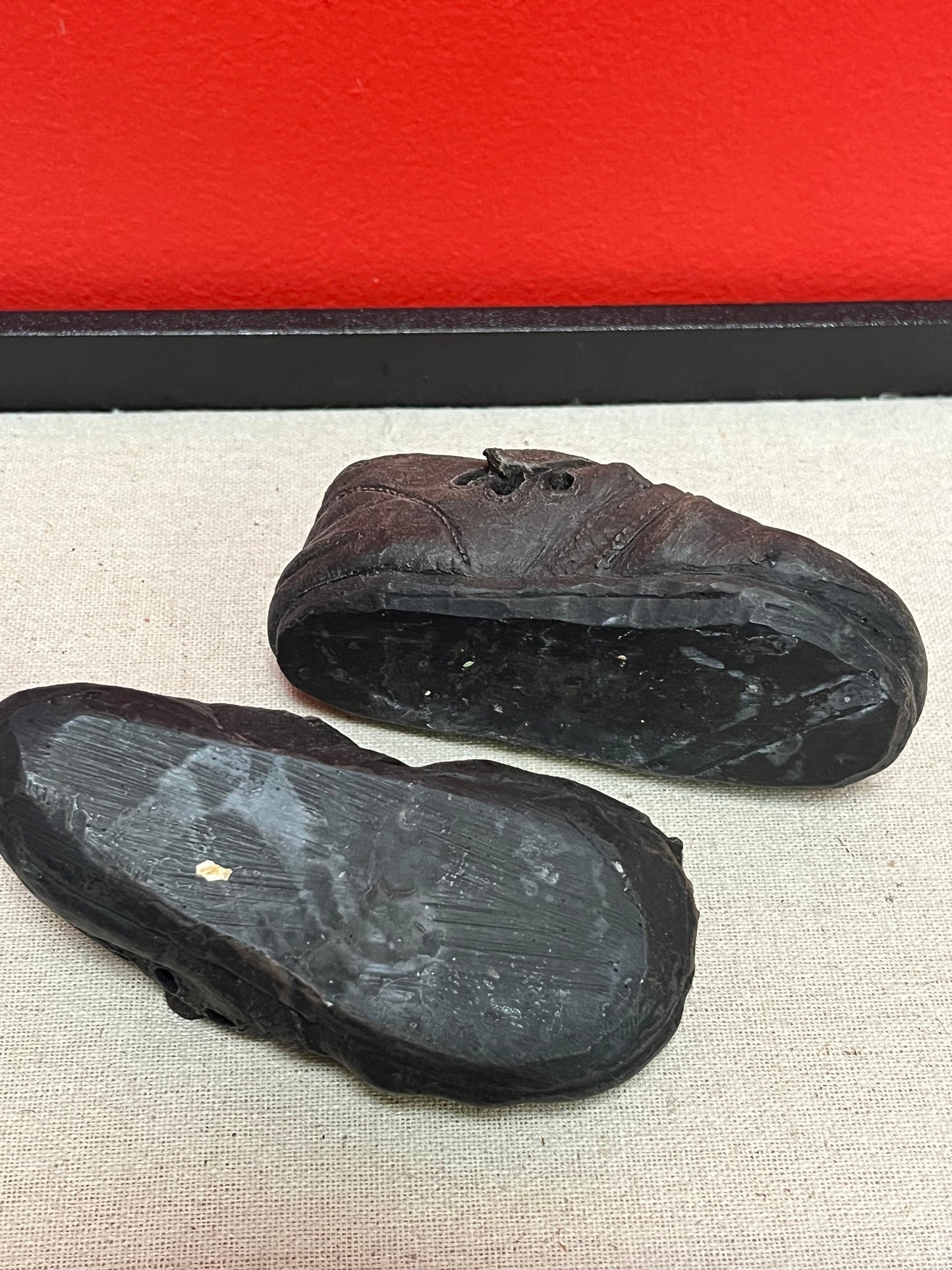 Fabulous 4 inch long antique bronze baby shoes  the coolest pair Ive ever seen