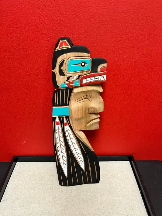 A ndigenous  first nations Pacific Northwest Coast Brad Joseph bear chief plaque  15 inches  great detail and colour
