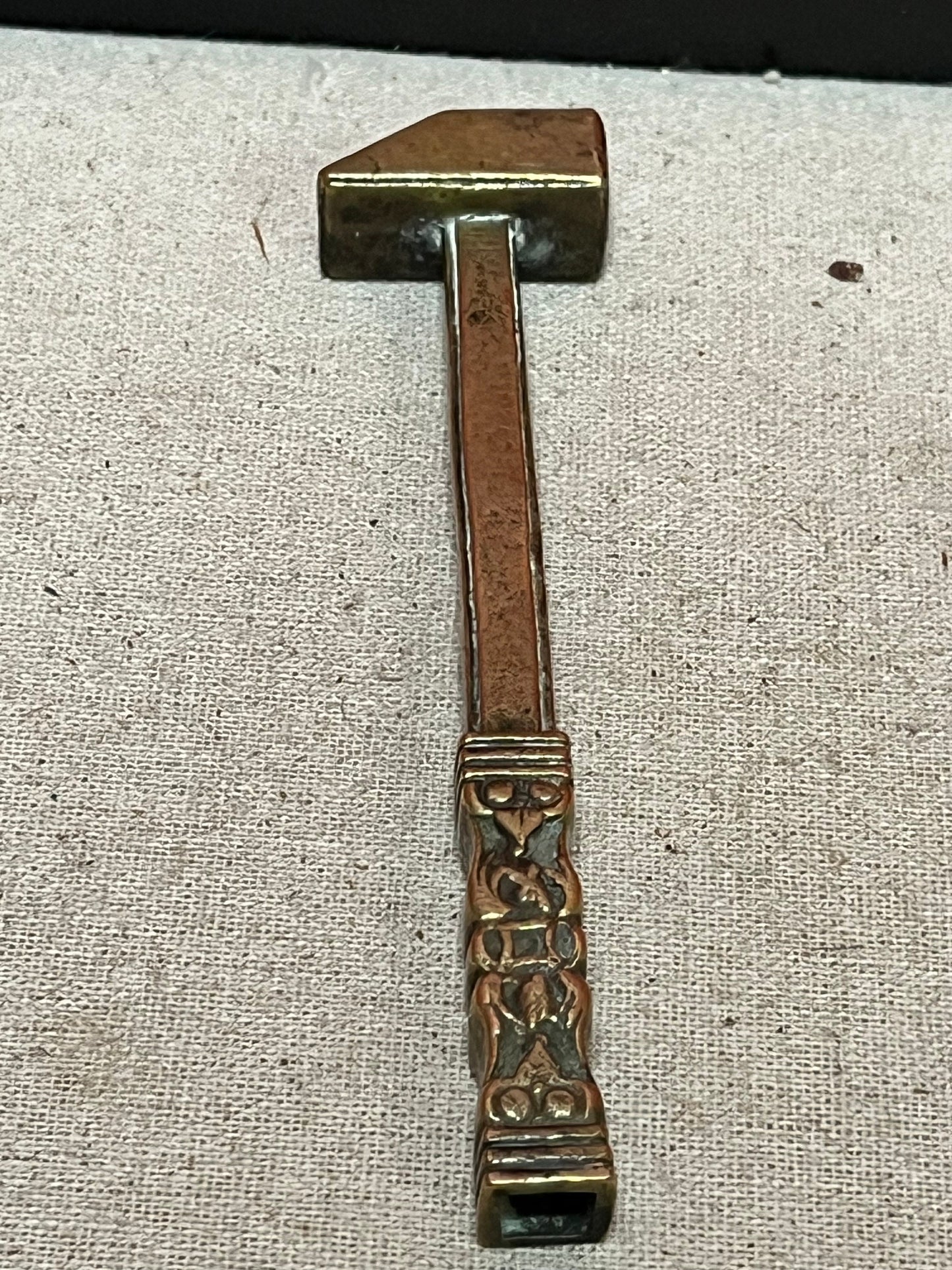 Unusual 5 inch Chinese antique brass hammer