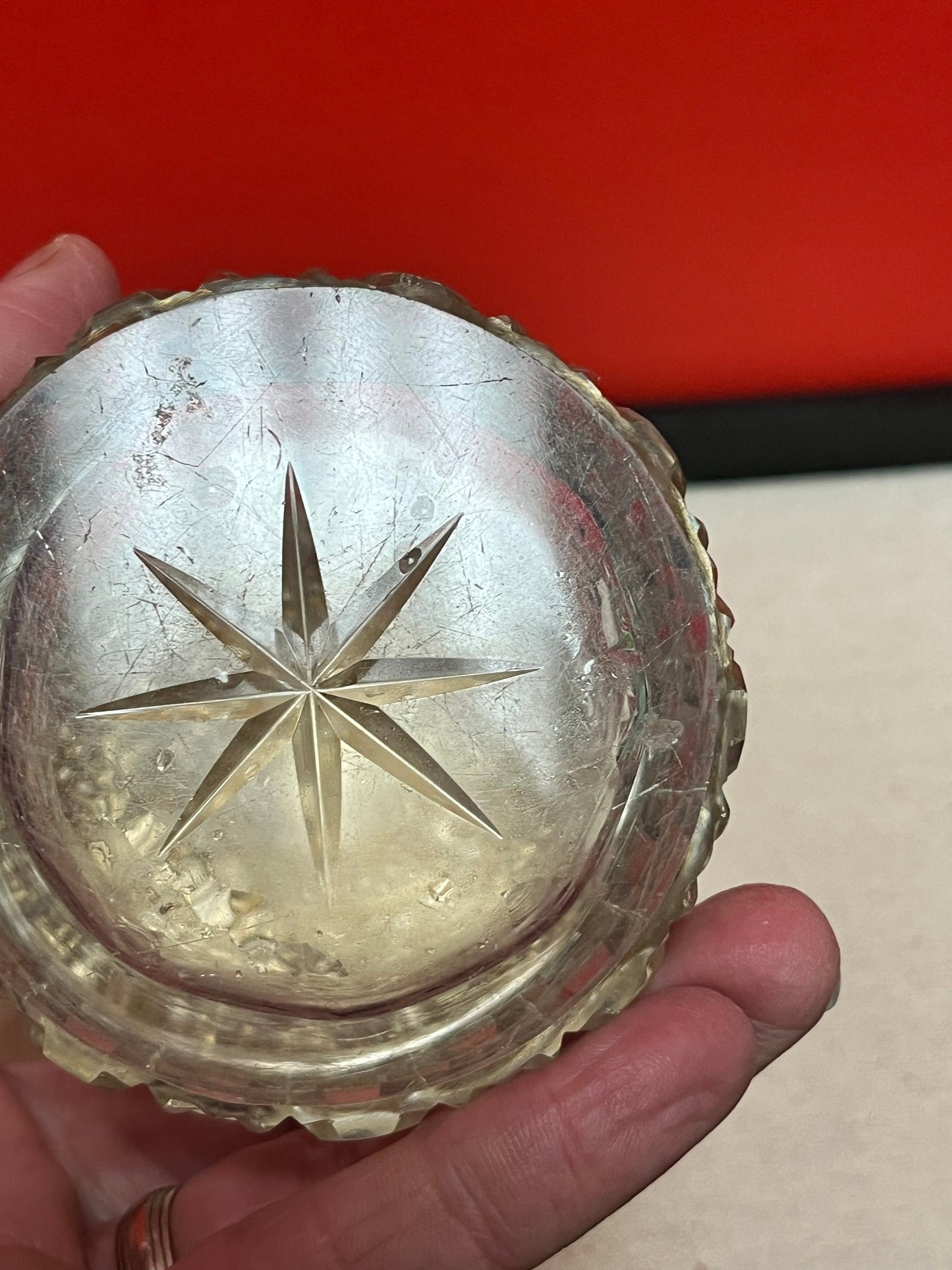 Lovely lodge 3 inch sterling English silver and crystal powder jar  good condition see photos